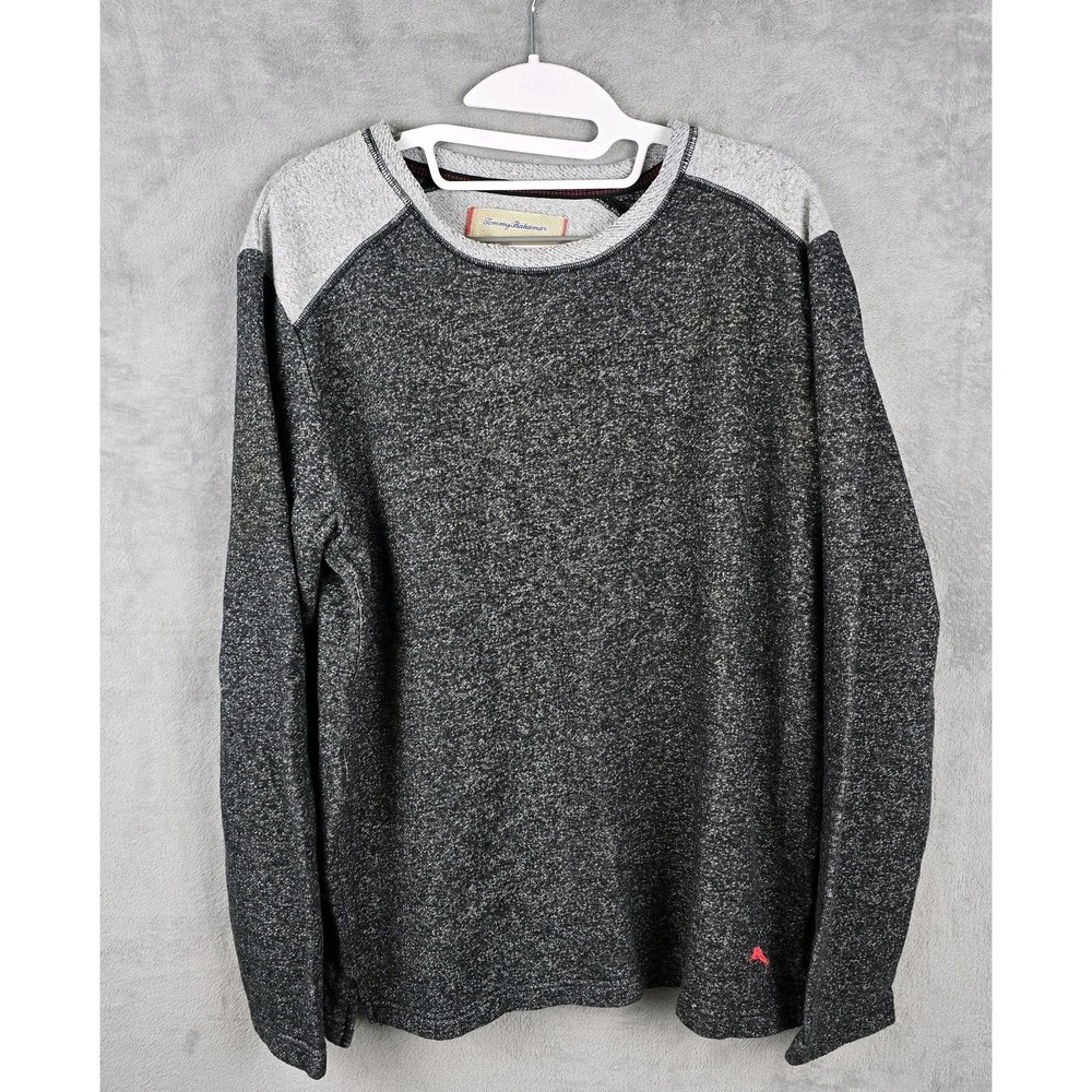 Tommy Bahama Mens Gray Marl Colorblock Fleece Sweatshirt 229901‎ Medium